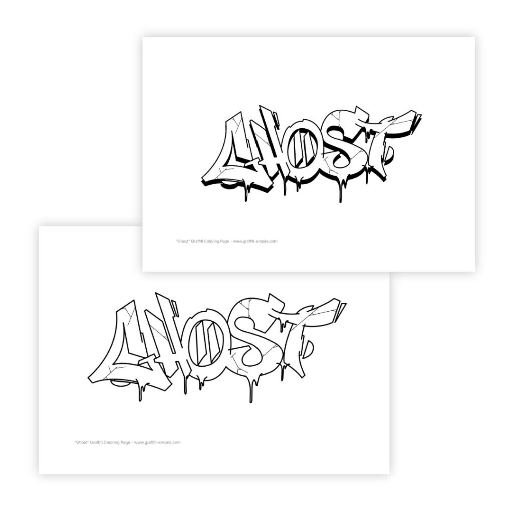 Illustrative Grafik von Graffiti-Malvorlagen mit und ohne Schatten