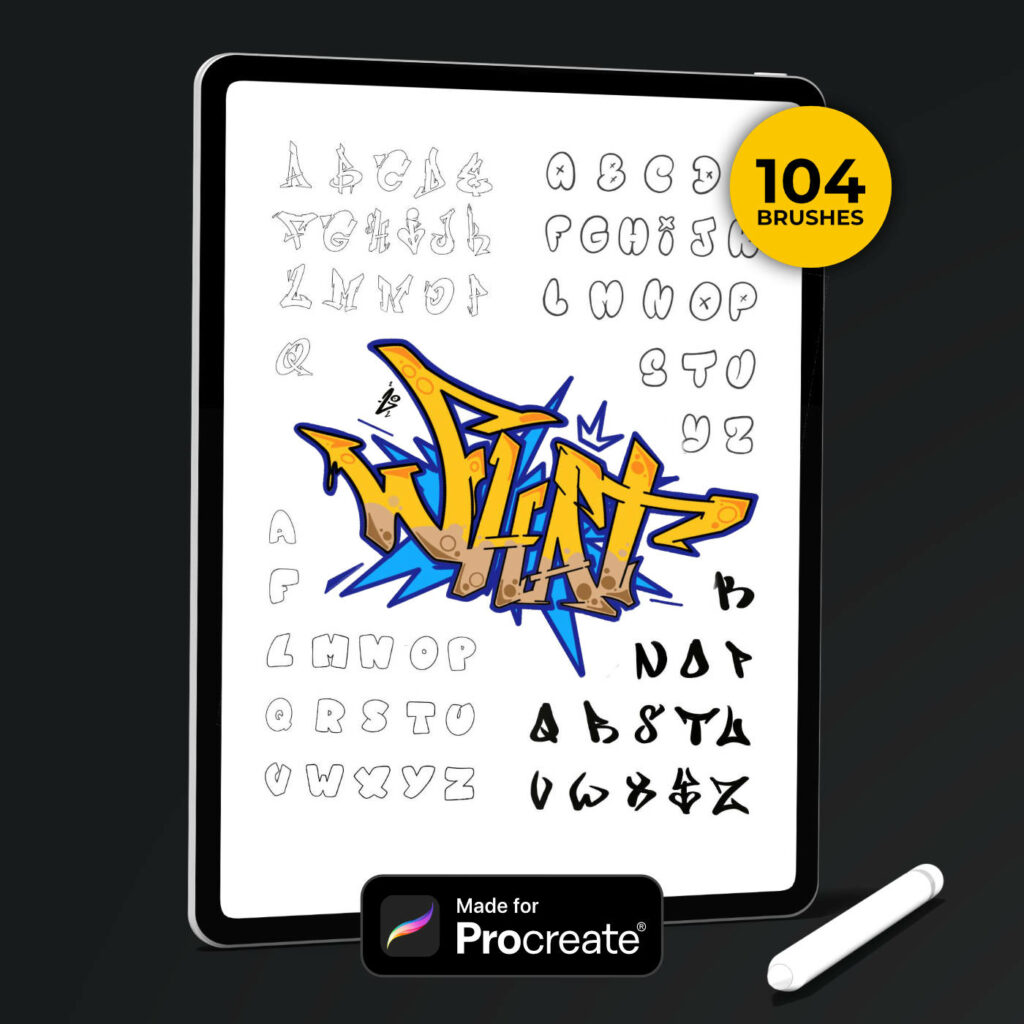 Procreate GRaffiti Alphabet Brush-set bundle graphic