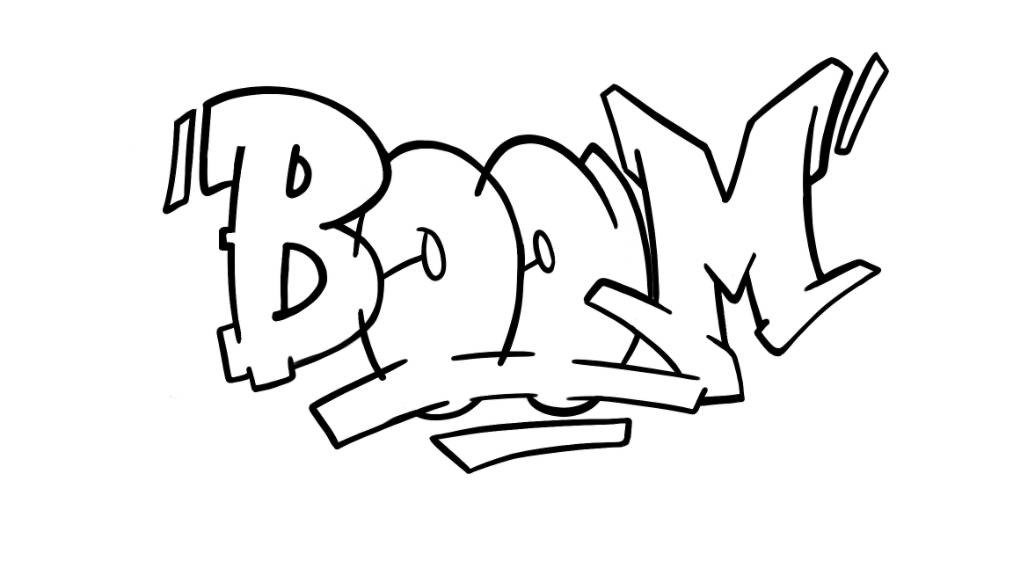 Boom Graffiti Coloring Page Outline Graphic