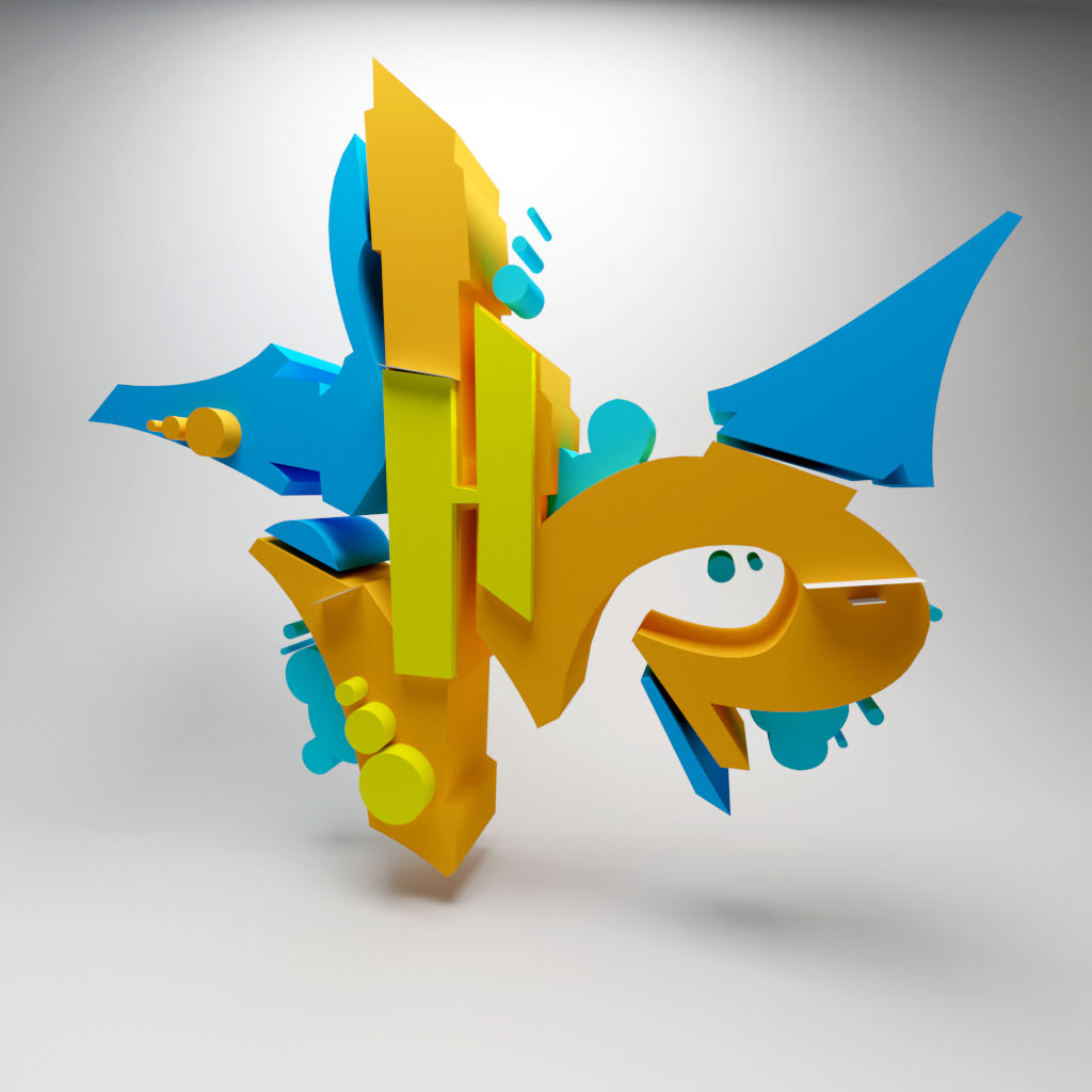 3D Digital Graffiti Letter H graphic created with 3d graphic software Blender