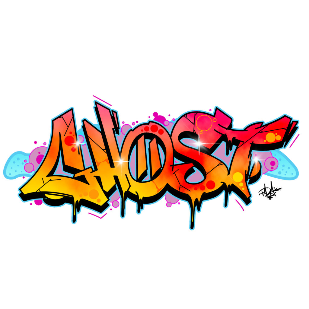 Ghost graffiti nft with white background graphic