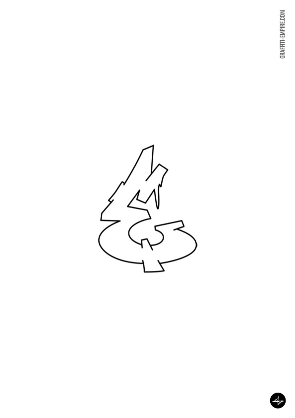 E Graffiti Coloring Page Graphic