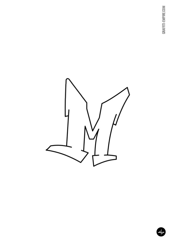 M Graffiti Coloring Page graphic