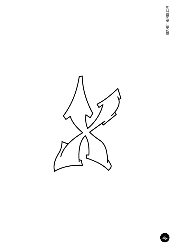 X Graffiti Coloring Page graphic
