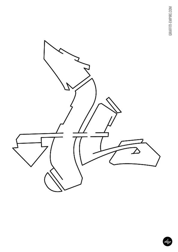 Graffiti Coloring Page H graffiti letter outlines