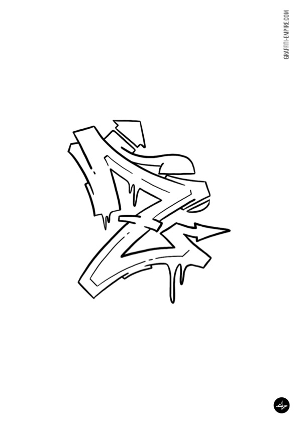 Z graffiti letter coloring page