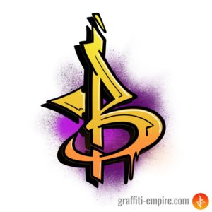 Mit Procreate erstellte Semi-Wildstyle B Graffiti-Buchstaben-Grafik