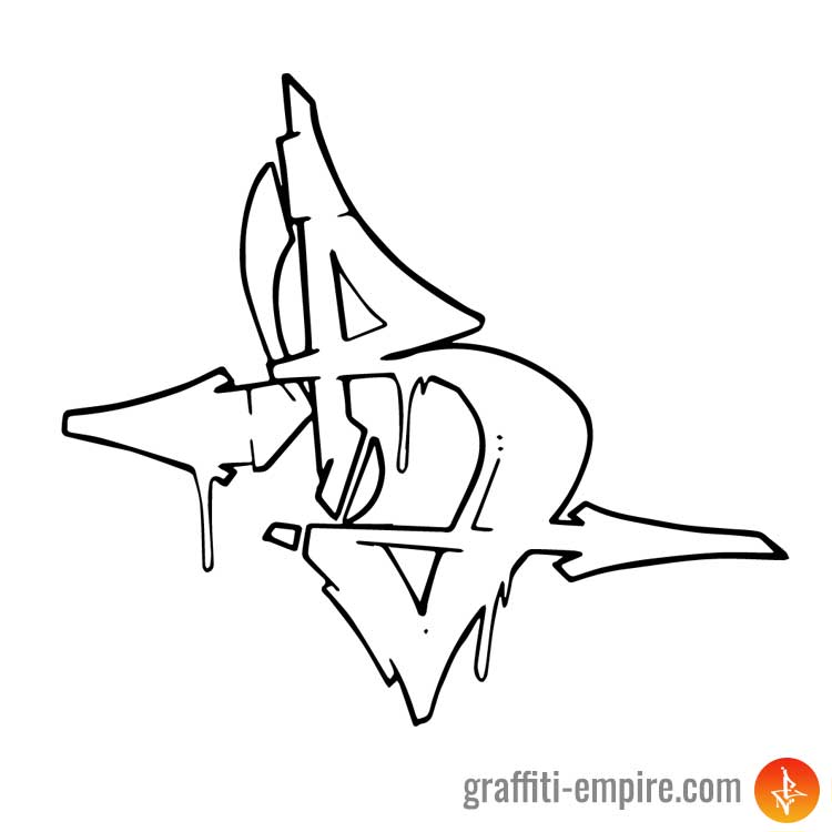 Wildstyle B Graffiti Letter Outlines graphic