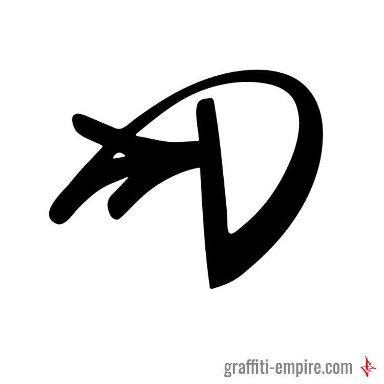 D Graffiti Tag Letter with arrow