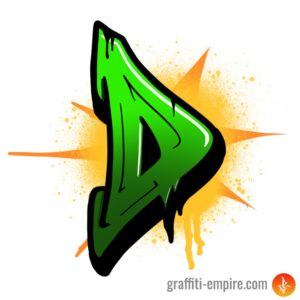 Green Colored Semi-Wildstyle D Graffiti Letter