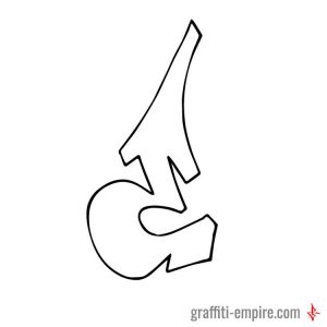 Simpler E Graffiti-Buchstabe mit Pfeil-Top