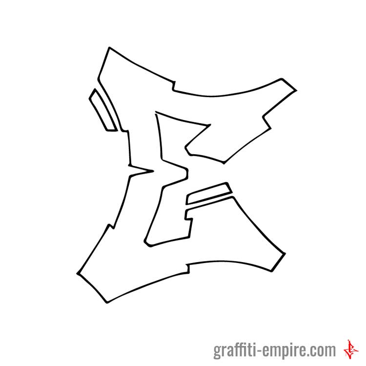 Semi Wildstyle E Graffiti Buchstaben-Outlines Grafik