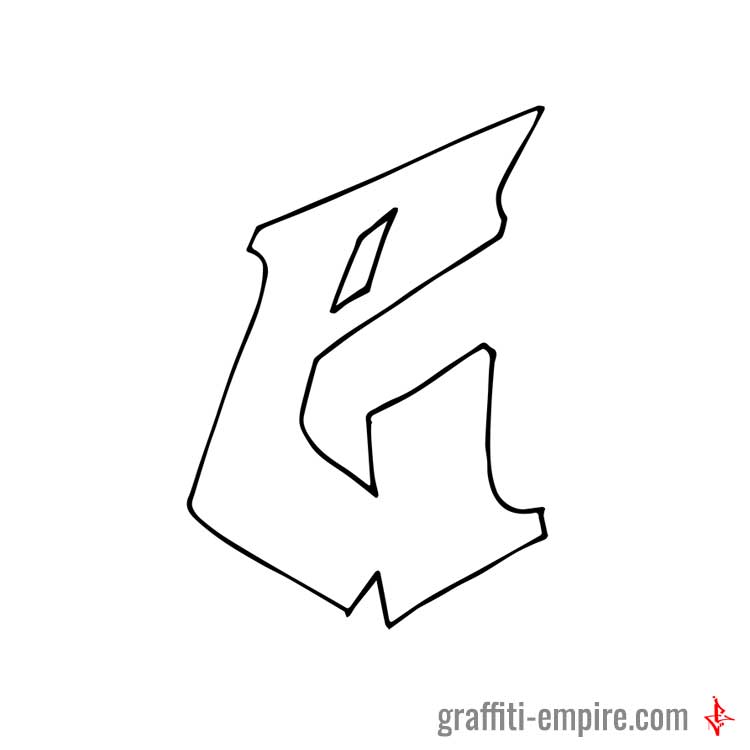 Einfacher, kleingeschriebener Graffiti-Buchstabe E Outlines