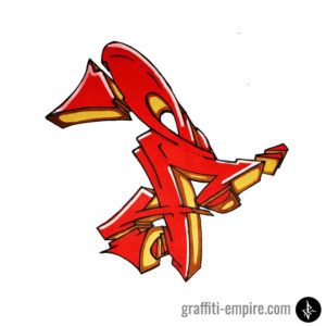 Roter Wildstyle F Graffiti-Buchstabe
