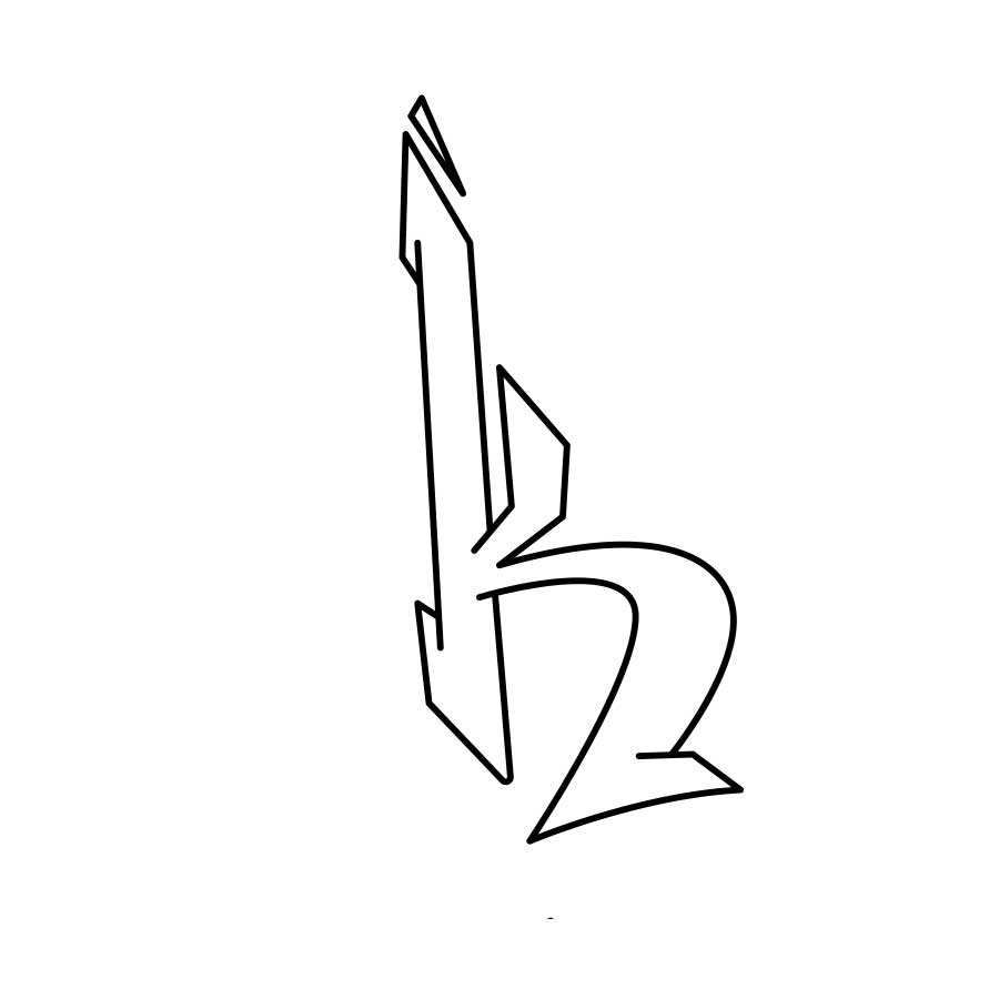 Anleitung zum Zeichnen des Graffiti-Buchstaben K - dritter Schritt Grafik