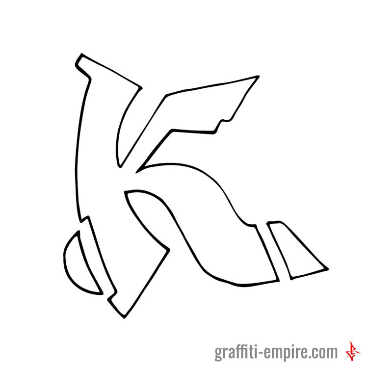 Semi-Wildstyle K Graffiti-Buchstabe