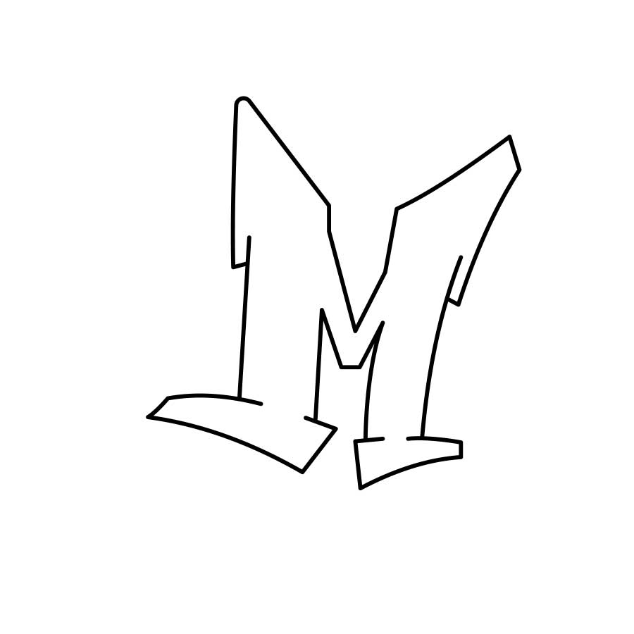 How to draw graffiti letter M tutorial - third step graphic