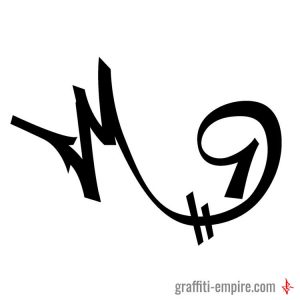 M Graffiti Letter with huge serif