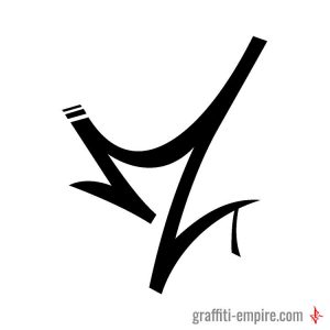 M Graffiti-Tag-Buchstabe mit dynamischen Linien
