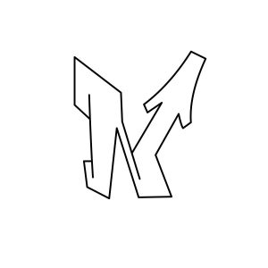 Graffiti Buchstabe N Zeichen-Anleitung Schritt 3 Grafik