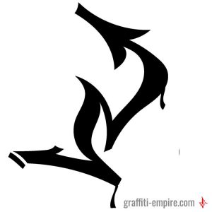 N Graffiti-Tag-Buchstabe mit dynamischen Linien und Drips