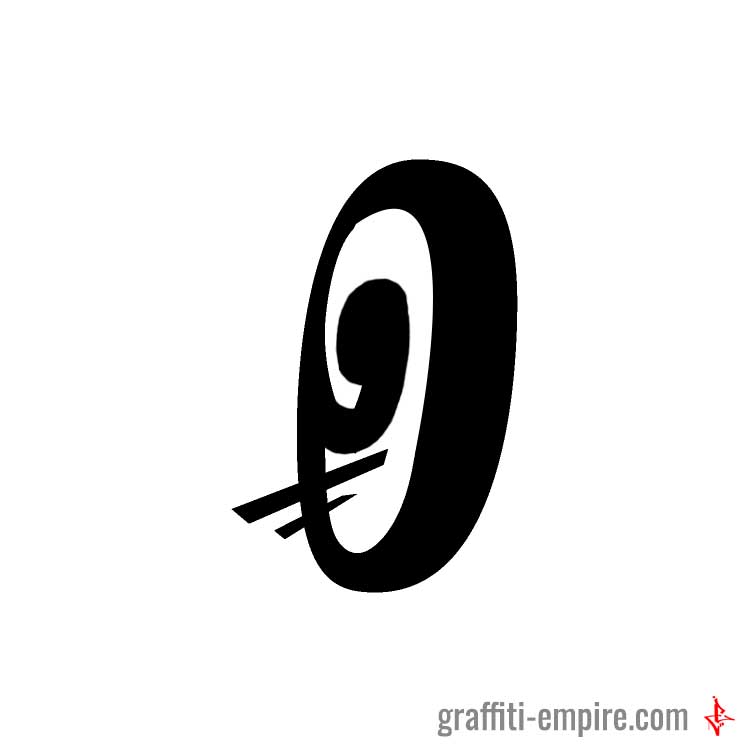 O Graffiti-Tag-Buchstabe in Spiralform