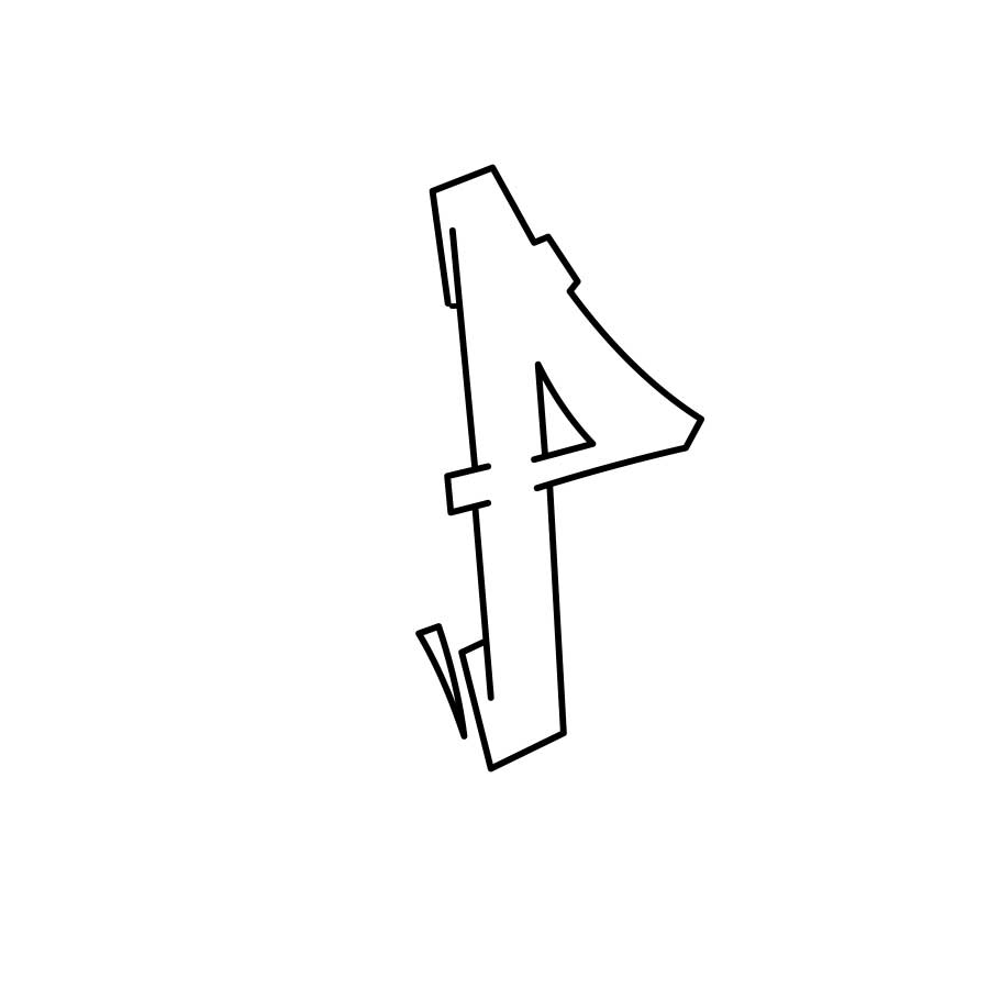 How to draw graffiti letter P tutorial - third step graphic