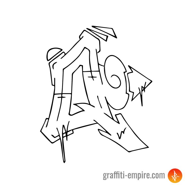 Wildstyle Q Graffiti-Buchstaben-Outlines