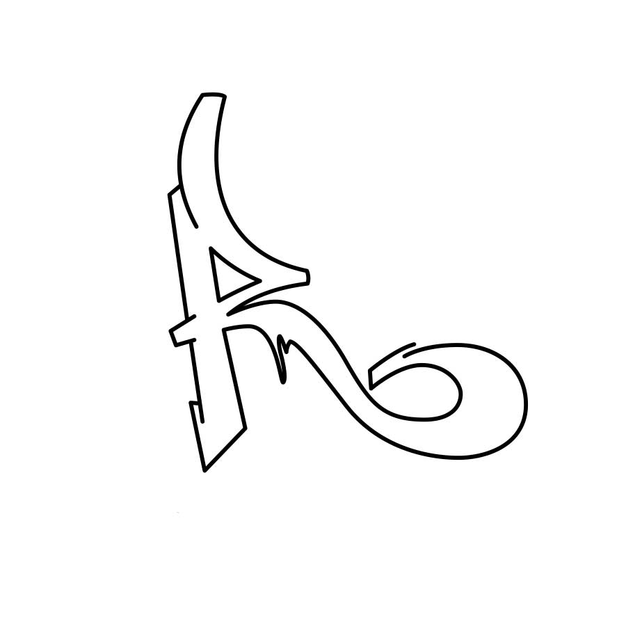 How to draw graffiti letter R tutorial - third step graphic