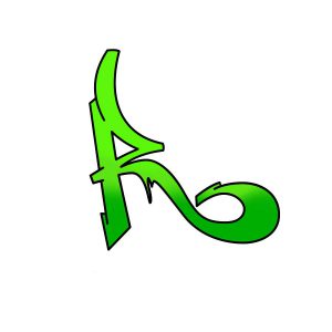 Graffiti-Buchstabe R Zeichen-Anleitung Schritt 4 Grafik