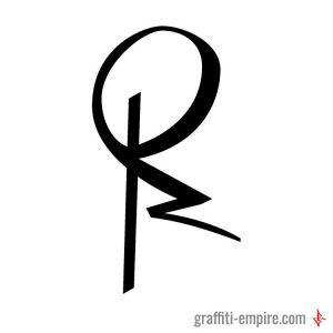 R Graffiti-Tag-Letter ähnliche dem griechischen Buchstaben phi