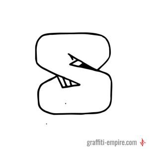Bubble Style S Graffiti Letter with angry face graphic