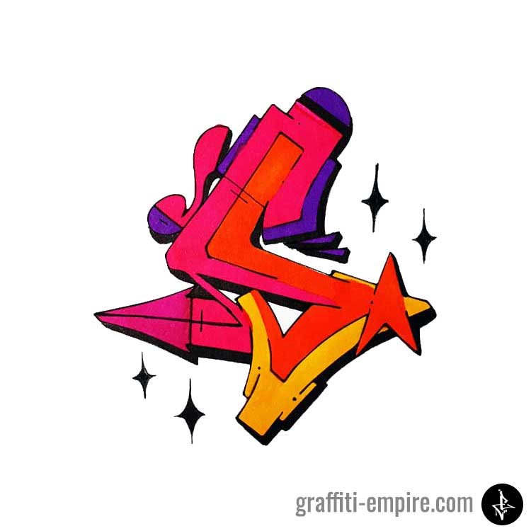 Colored Wildstyle S Graffiti Letter