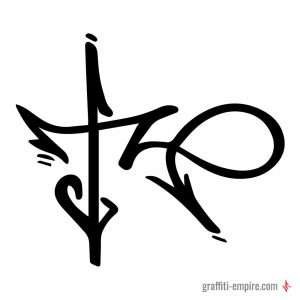 T Graffiti-Tag-Buchstabe mit großem Serifen