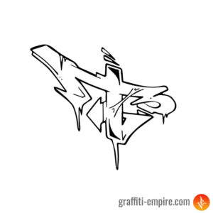 Wildstyle T Graffiti-Buchstaben Outlines