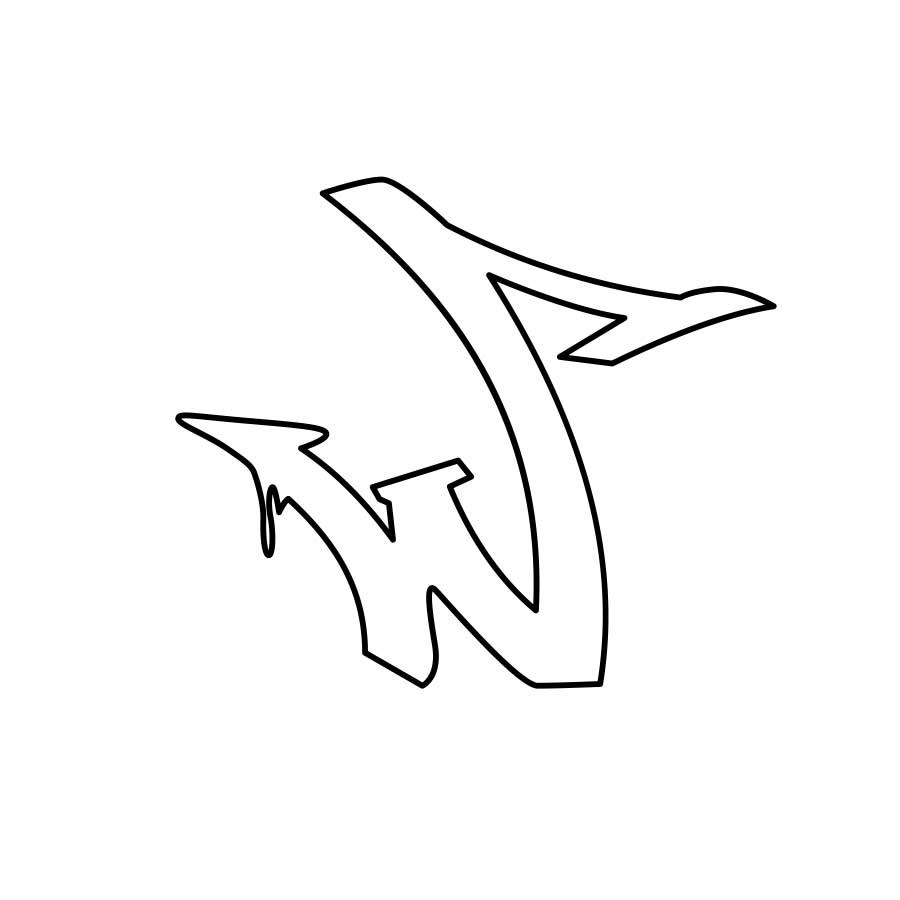 Anleitung zum Zeichnen des Graffiti-Buchstaben W - Grafik vom dritten Schritt