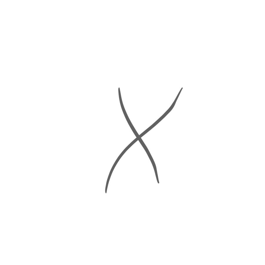 Anleitung zum Zeichnen des Graffiti-Buchstaben X - erster Schritt Grafik