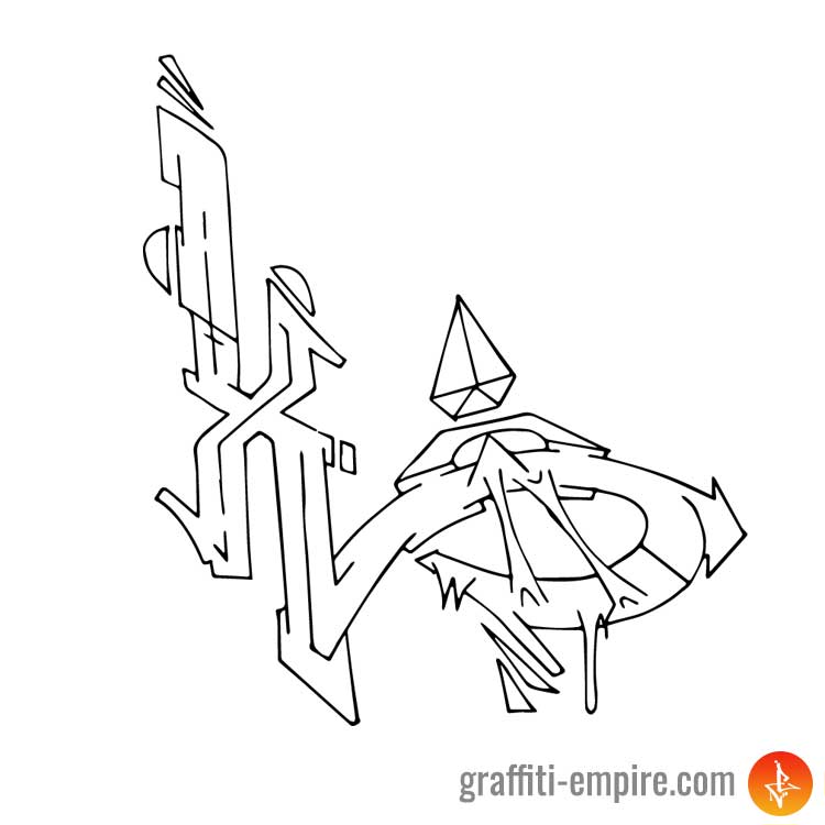 Wildstyle X Graffiti Letter outlines