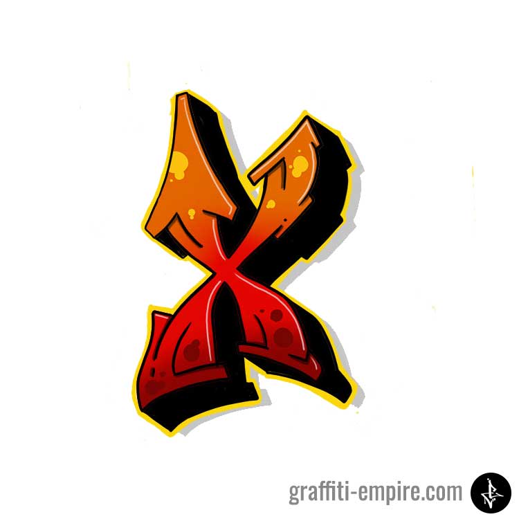 X graffiti letter done with Procreate graphic