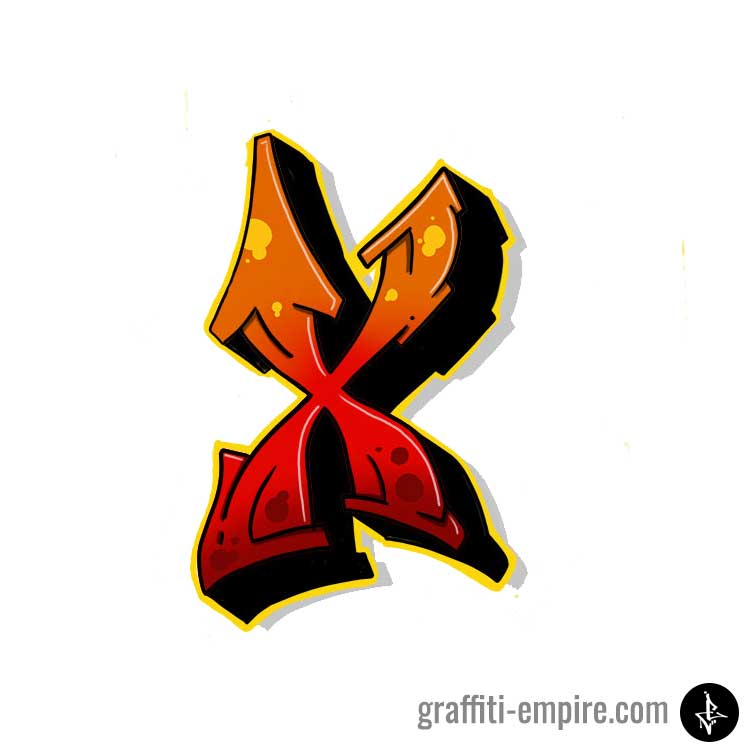 x graffiti letter done with procreate