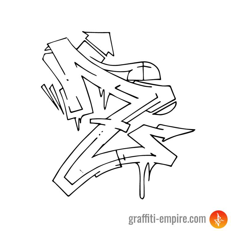 Wildstyle Z Graffiti Letter Outlines