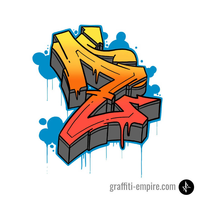 Colored Wildstyle Z Graffiti Letter