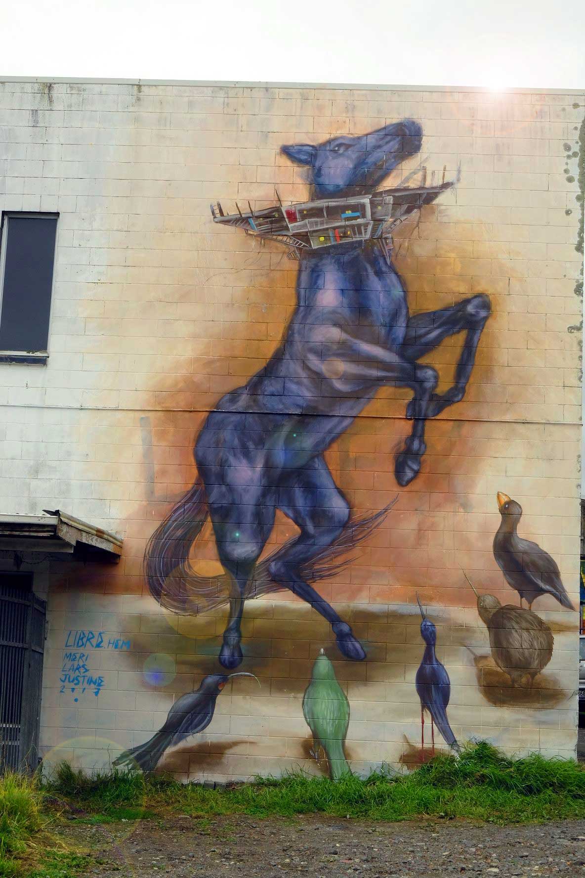 Streetart-Pferd in Neuseeland