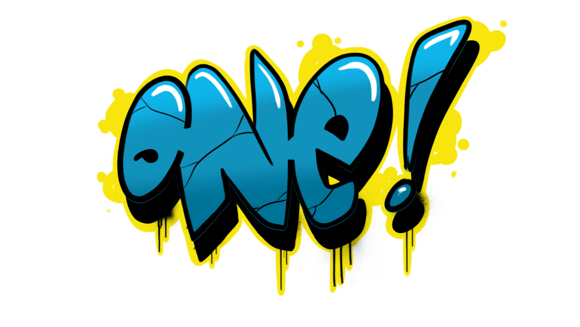 „One“ Graffiti im Simple Style in 8 Schritten zeichnen