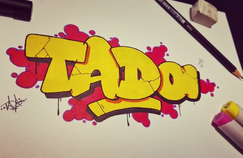 Tada - Simple style yellow graffiti sketch