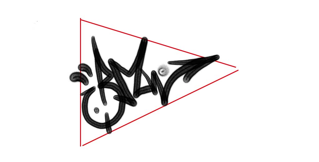"BMW" Graffiti-Tag in Dreiecks-Form
