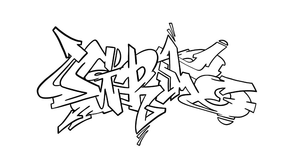 Grim Wildstyle graffiti Coloring page Outline graphic