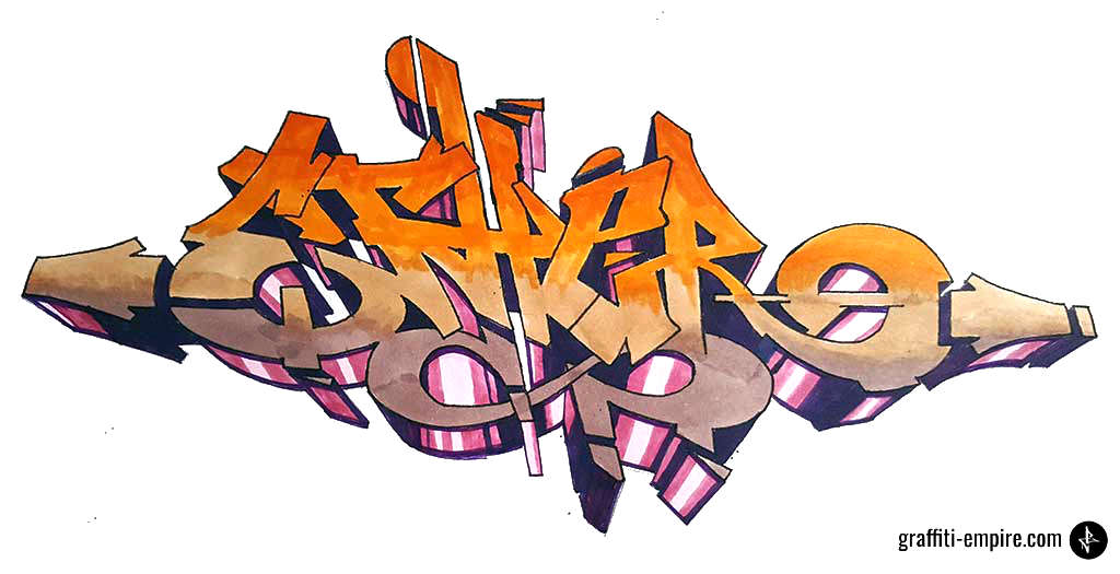 finished colored graffiti sketch