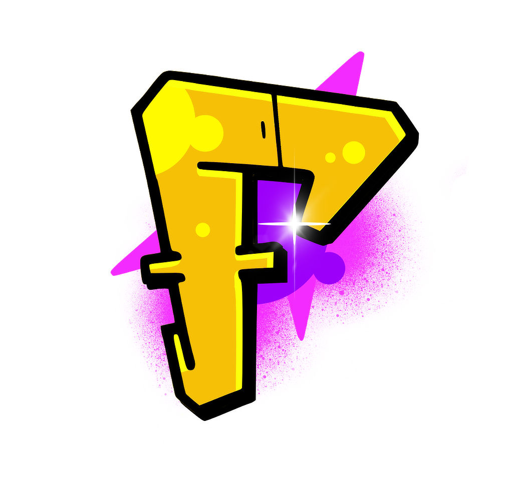 Colored F graffiti letter