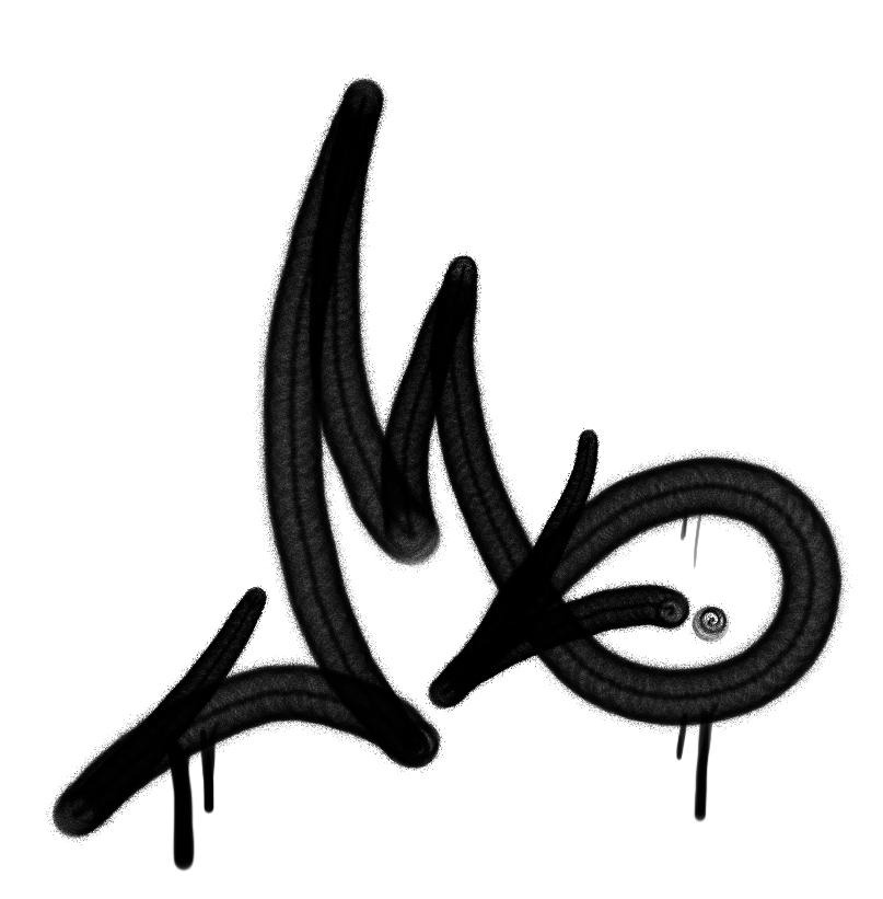 Italic M graffiti tag letter graphic
